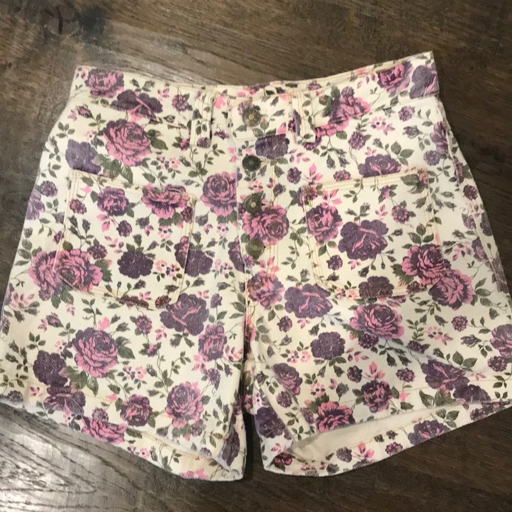 Floral jean shorts